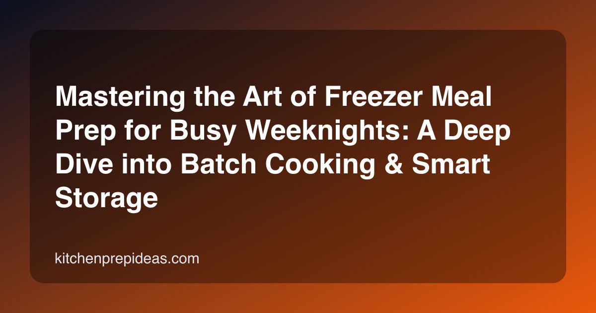 Mastering the Art of Freezer Meal Prep for Busy Weeknights: A Deep Dive into Batch Cooking & Smart Storage